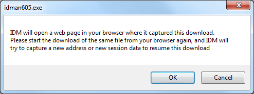 Internet Download Manager refresh download address message box